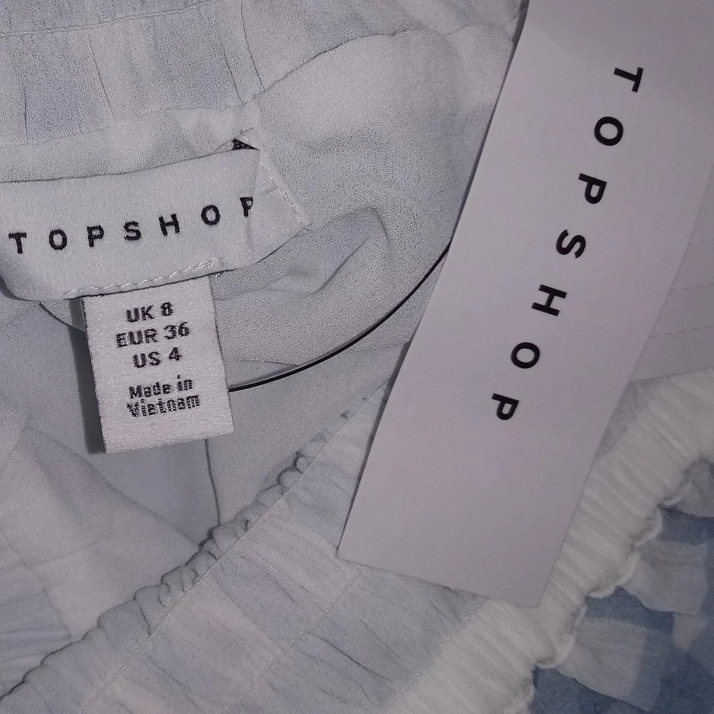 Topshop Blue Gingham Smocked Tiered Midi Skirt 4
